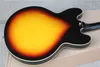 Пользовательский магазин 50 -летие 335 Vintage Sunburst CS Semi Dollow Body Jaze Enetch Guitar Black Pickguard Double F Block PE4609565