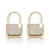 Iced Out Zircon Key Lock Drop Earrings For Women Accessories Small Gold Silvery Hoops Female Earrings Jewelry Gift