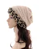 11Color leopard knit hattar kvinnor vinter leopard patchwork stickade mössor hatt varm skalle hakar unisex party hattar gga3604-1