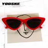 YOOSKE VINTAGE CATEYE SUNGLASSES Kvinnor Sexig Retro Small Cat Eye Sun Glasse Märkesdesigner Färgglada glasögon Kvinna4572540