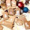 Merry Christmas Tree Tag Snow Flake Kraft Paper DIY Craft Party Cake Box Label Hang Card with Rope Christmas Gift Box Decoration