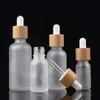 10ml 15ml 20ml 30ml Frosted Clear Glass Dropper Bottle with Bamboo Lid Cap Essential Oil Glass Bottle Frosted Green EEA1817