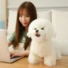 Mignon et réaliste Bichon Frise en peluche petite simulation chien animal en peluche poupée fille décoration de la maison enfants créatif Noël 2634