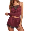 Femmes pyjama ensembles dentelle Patchwork vêtements de nuit dames Sexy Lingerie gilet Shorts vêtements de nuit costume femme sous-vêtements érotiques 0507218065004