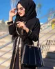 スパンコールボーダーオープンフロントアバヤ着物カーディガン無地女性イスラム教徒のドレス控えめな着用ドバイトルコラマダンイードアバヤIslam1215k