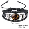 12 Horoscoop teken Bracelet Time edelsteen glasleer Meerlagige wrap gevlochten verstelbare armbanden armbanden manchet polsbandje sieraden