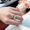 New pattern ring Golden Classic Fashion Party Jewelry For Women Rose Gold Wedding Luxurious Open size rings shipp5927146