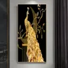 Paon doré papillon fleur plume oiseau toile peinture animaux mur Art photos pour salon décor à la maison sans cadre 8352852