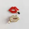 20 piezas 22*32mm cristales chapados en oro A diamantes de imitación lápiz labial Sexy labios cuentas para arte de colección de recortes funda para teléfono móvil nueva decoración nupcial