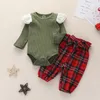 Novo outono conjuntos de roupas xadrez do bebê artigo pit manga longa topo + calças treliça 2 pçs/set casual boutique meninas outifits roupas m2454