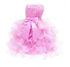 Baby flicka klänningar tulle spädbarn flickor stora båge prinsessor klänningar ärmlös nyfödd outfits boutique baby kläder 15 färger dw4197