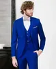 Ny stil Royal Blue Groom Tuxedos Notch Lapel Groomsmen Mens Bröllopsklänning Utmärkt Man Jacka Blazer 3 Piece Suit (Jacka + Byxor + Vest + Tie) 2