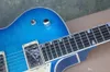 Guitare électrique bleue avec système vibrato picard flamme beige padoure personnalisé service de réduction 9327030