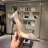 Sexy Frauen heiraten Strass-Sandelholz-Absatz-rote Sohle Pumpen Follies Degrastrass + Strass-Partei-Abend-Schuhe Low Heels / Wohnungen Geschenk Netz