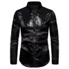 Puementiua Sequin Shirt Menウェディンググルーミングドレス長袖シャツメンズナイトクラブディスコダンスパーティーPROM CUSTYMEファッション2020