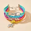 Pulsera multicapa de colores auspiciosos tejida a mano de estilo étnico, pulsera torcida de siete colores con alfabeto Pony para mujeres y niñas