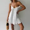 Casual jurken mini zomerjurk riem off schouder witte ruche plus size losse linnen sundress sexy mouwloze partij strand dames