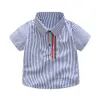 Little Boys Summer Stripe Stripe krótkie koszule Białe szorty 2 -częściowe dżentelmen ubrania