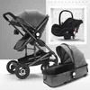 Multifunctional 3 in 1 Baby Stroller High Landscape Stroller Folding Carriage Gold Baby Newborn1