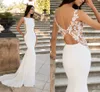 2021 Nieuwe Mermad Bridal Trouwjurken Zachte Satijn Kant Applicaties Bruiloft Jurk Vintage Open Back Court Trein Prinses Jurk