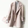 Kvinnorsullblandningar Dubbelsidig Cashmere Coat Mid Length Women Winter