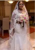 3/4 Sleeves Sheer Neck See Through Africa Mermaid Wedding Dresses 2020 Pure White Color Plus Size covered buttons Custom Made Wedding Gown