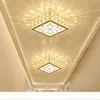 Luci quadrate moderne Lampada da soffitto per portico semplice corridoio Illuminazione per interni domestici Soggiorno Cucina Lampada da soffitto a LED in cristallo 5W