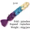 Tresses synthétiques Jumbo trois couleurs ombrées, extensions capillaires pliées au Crochet, 32 pouces, haute température, 165g, 4448433