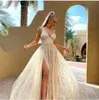 Beach Bling Bling Champagne Wedding Dresses Spaghetti Straps A Line Bridal Gowns Plus Size 4 6 8 10 12 14 16 18 20220t