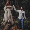Gotisk bröllopsklänning 2020 Sexig av axelpuffhylsa Princess Bridal Gowns Rustik Land Hippie Bröllopsklänning