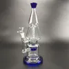 Eşsiz Tasarım Cam Su Bongs Harnaklar Mantar Perc Perkolator Tripod Recycler Dab Rig 14 inç 18mm eklem