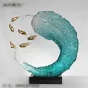 Abstract Water Sculpture Crafts Dekorativ konststaty med kristallharts för EL -ingångsdekoration5286468