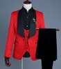 Smoking da sposo rosso in rilievo con scialle bavero Groomsman Moda matrimonio 3 pezzi Abito da uomo Business Prom Giacca Blazer (giacca + pantaloni + cravatta + gilet) 61