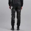 Herrbyxor 3 stilar Mens Harem Motorcykel Läder Casual Fashion Slim Fit Pilot Lokomotiv Cyklingbyxor