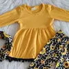 Enfants Designer automne tenues coton à manches longues bébé fille vêtements ensemble avec écharpe 3 pièces costume tournesol imprimer filles Boutique tenue