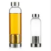 550 ml szklana butelka z wodą BPA Odporna na wysoką temperaturę Szklaną butelkę z wodą z filtrem Butelka nylonowa rękaw EEA11230385