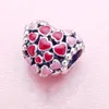 Authentic 925 Sterling Silver Bracelet Charms Women Jewelry Making Accessories with Original box for Pandora Red and Pink Hearts Charm