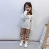 Girls Designer Outfits Autumn 2020 new Children Clothes Suits Kids Letter Printed Long Sleeve T-shirt + Stripe Trousers 2pcs Sets S386