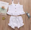 Conjuntos de ropa Niñas Suspender Tops Pantalones cortos 2 piezas Conjuntos Vestido de princesa de verano Ropa de bebé Trajes de niños con volantes Trajes de algodón para niños pequeños LSK416