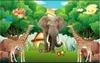 高品質の注文写真の壁紙3D壁画の壁紙動物楽園ゾウの森の美しい漫画子供の部屋子供部壁画