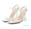 Hot sale-fashion luxury designer women shoes white high heel sandals crystal transparent PVC clear shoes