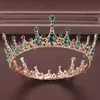 Tiara di strass di cristallo verde e corona de Noiva Sposa rotonda Regina Diadema copricapo Accessori per gioielli da sposa per capelli da sposa LB Y2251M