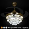 Modern Crystal Invisible Ceiling Fan Light Kit for Living Room Bedroom 42 Inch Gold 4 Telescopic Blades Fan Chandeliers Lighting Fixture