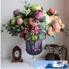 1 Bouquet 10 Heads Vintage Artificial Peony Silk Flower Wedding decoration party decoration free shipping HA023