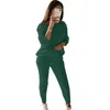 Survêtement femmes hiver pull tricoté costume femmes dames solide col rond câble tricoté chaud 2PC Loungewear costume ensemble # y151256z