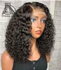 Short Bob Curly 13X4 Lace Front Human Hair Wigs Pre Plucked With Baby Hair Peruvian Deep Wave Lace Frontal Wig 4X4 Closure Wigs