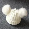 Dubbel pompom söt båge baby hatt vinter stickade barn baby flicka vinter hatt varmt tjockare barn spädbarn mössa cap flickor motorhuve3962576