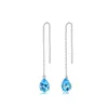 Jewelry Set Water Drop Sapphire Ring Long Tassel Ear Chain Mermaid Tears Necklace Blue Topaz Bracelet3038