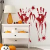 Halloween fönsterdekaler väggklistermärkear blodig handavtryck biohazard zombie bil klistermärke pvc klistermärken dekaler för halloween fest dekorationer