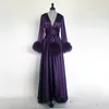 Purple Women Prom Dresses Bathrobe Nightgown Silk Satin Sleepwear Bridal Robe Bridesmaid Evening Gowns petites Plus Size Custom Ma333d